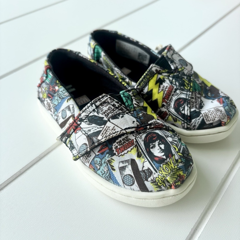 Toms x Marvel Kids Size 5 Classic Multi Marvel Comic Pop Print Shoes - Picture 5 of 12